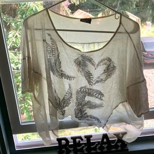 Longer and transparent in the back. Two small stains on back,barely noticeable.